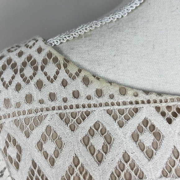 Eliza J Ivory Cream Lace Overlay Sheath Dress Size 8 Bell Sleeves - Picture 7 of 14